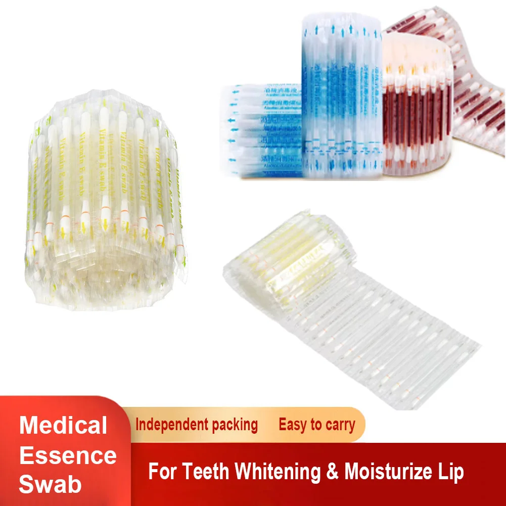 

30Pc Disposable Teeth Whitening Vitamin E Swabs VE Essence Iodine Medical Alcohol Cotton Swab Stick Moisturize Lip Gum First Aid