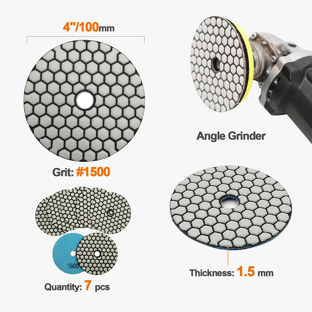 1pc Dia 100mm Polishing Pad for Marble Granite Ceramic Stone Dry Polisher Grinder