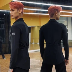 Latin Dance Tops For Men Long Sleeved Training Suit Professional National Standard Dance Clothes Chacha Latin Costumes DQS14580