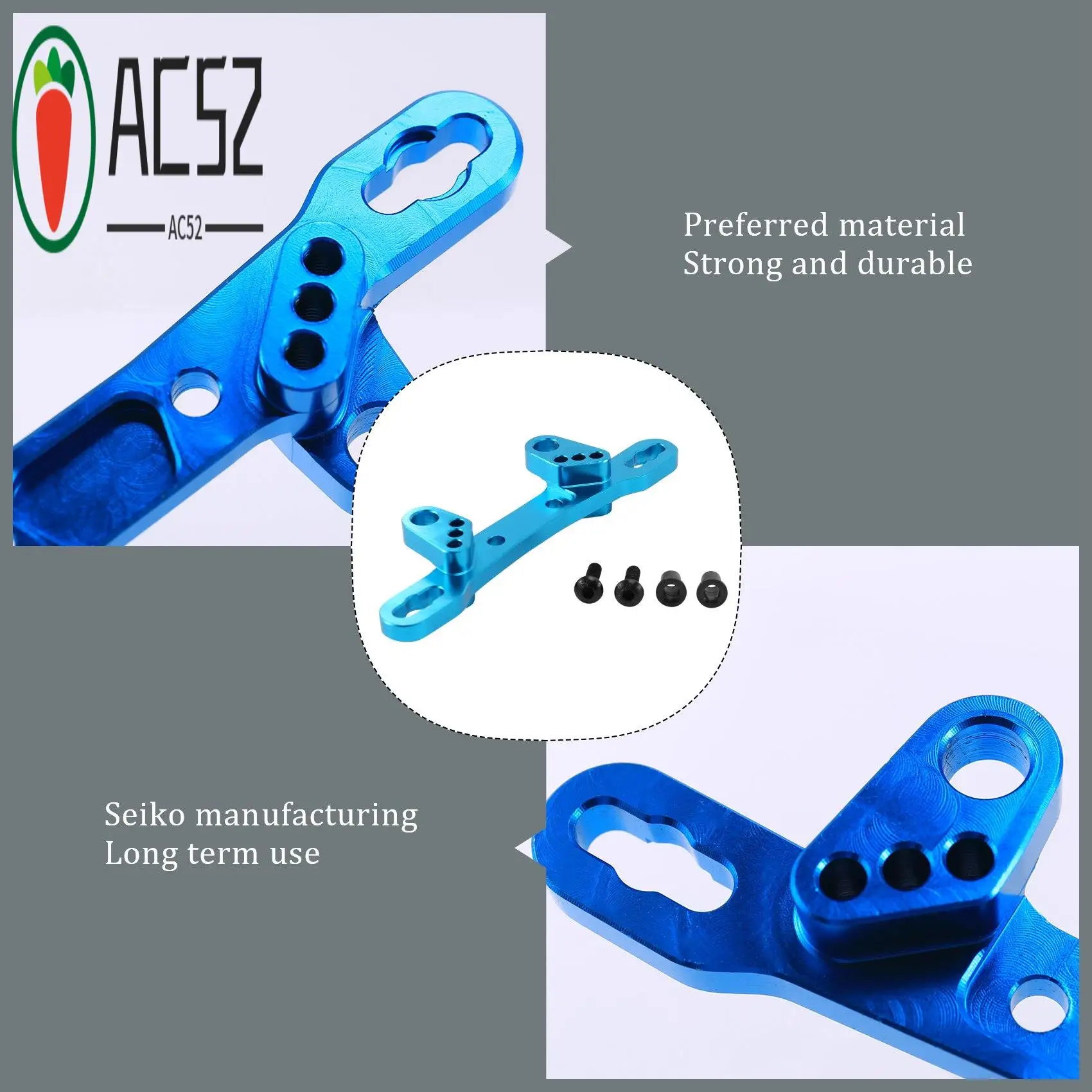 AC52-Metal Front/Rear Shock Tower Damper Stay For Tamiya TT02 TT-02 1/10 RC Car Upgrade Parts
