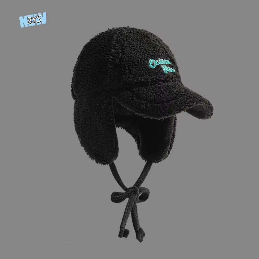 

Ear Protectors Warm Pilot Hat Earflaps Visor Thickened Winter Baseball Cap Bonnet Caps Windproof Lamb Wool Hat Outdoor Sports