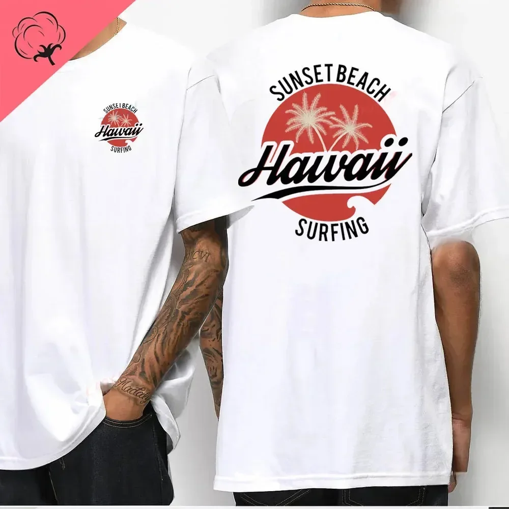 Hawaiian Traditions North Shore Hawaii Surfing Men Women White Cotton T-shirt Comfortable Beach-style Surf Tees Tops