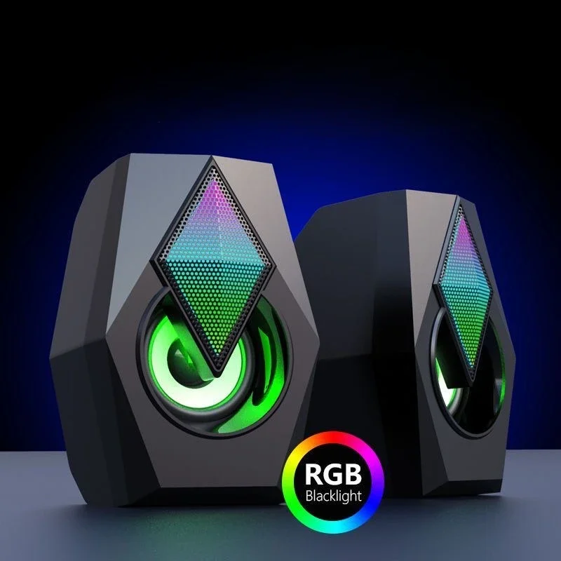 New A86 Colorful Light Computer Audio subwoofer Desktop Gaming RGB Multimedia USB Mini Speaker