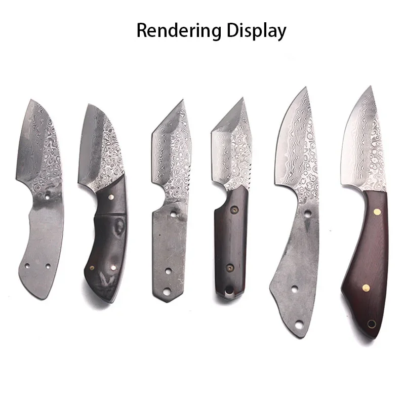 Dropship Outdoor Camping Fixed Blade Knife Blank Damascus Steel DIY Semi-finished  Knife Hunting Survival Tool Parts Accessories