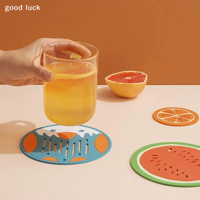 AnswerNovelty PVC Heat Insulation Cup Pads Table Cartoon Animals Fruit Place Mat Drink Coffee Coasters