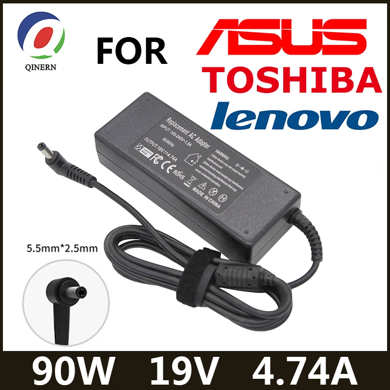 

19V 4.74A 90W 5.5*2.5mm Laptop Charger Power For ASUS Toshiba/Lenovo Adapter A46C X43B A8J K52 U1 U3 S5 W3 W7 Z3 Notebook