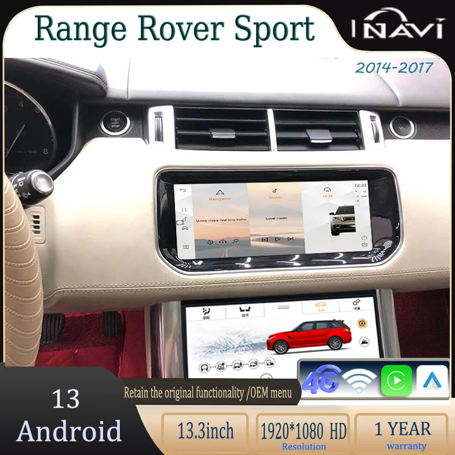 10,25-inch Qualcomm Android 13 voor 2014-2017 Range Rover Sport L494 multimediaspeler Carplay AUTO behoudt de originele functies