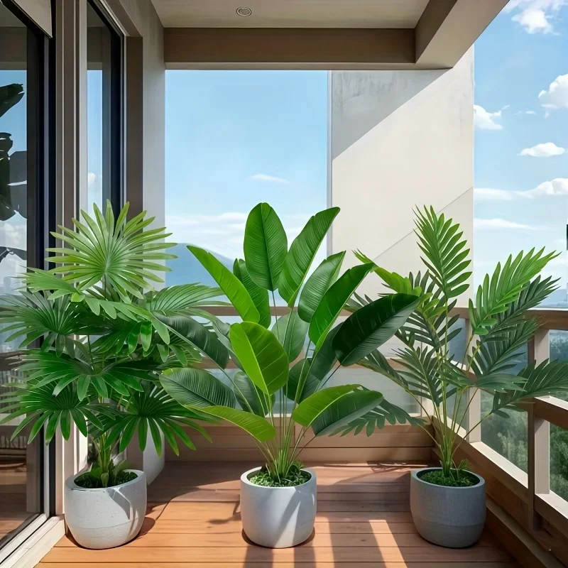 Planta de Palma Areca Artificial grande, 3 uds., con 36 hojas, plantas tropicales, mesa alta, palmera, decoración para el hogar y la Oficina, decoración del suelo