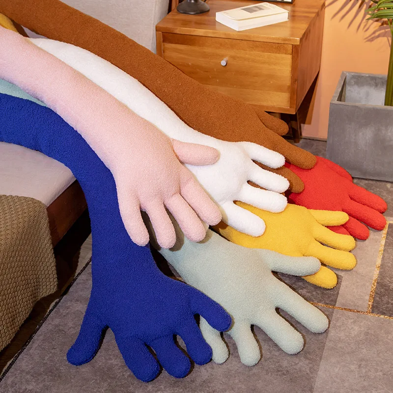 Novelty Long Hand Arm Plush Cushion Creative Palm Shape Stuffed Pillow U Type Hugging Plushie Soft Fluffy Home Sofa Decor Gift