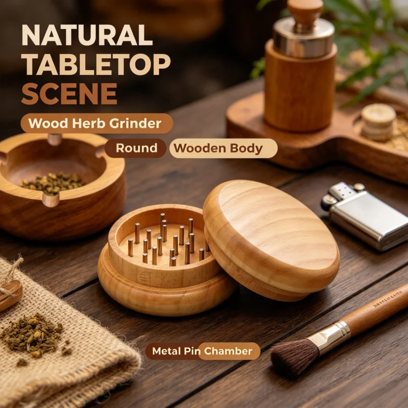 55mm 2-Layer Wooden Tobacco Grinder Durable Manual Herb Crusher Classic Smoking Accessory for Festive Holiday Gifting
