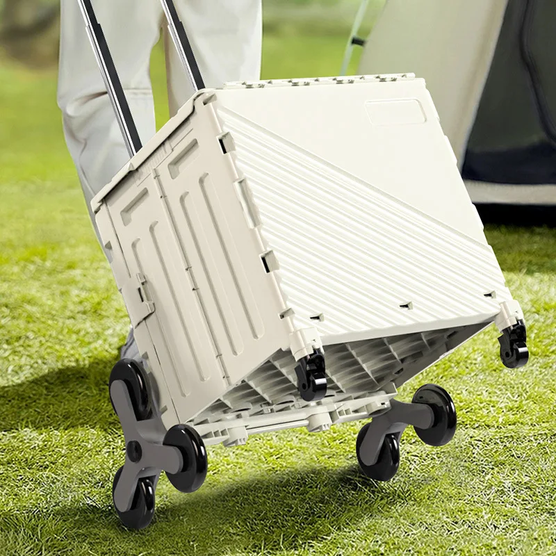 Folding Shopping Cart Portable Lightweight Multi-Purpose Utility Wagon for Grocery Camping Outdoor Home Use with Durable Wheels