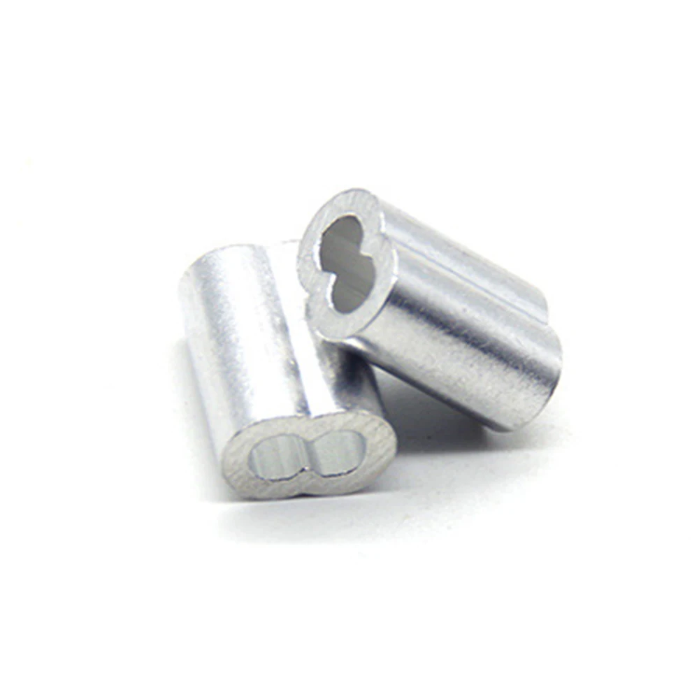 10/20/50PCS Aluminum Crimping Loop Sleeve Wire Rope Ferrule Double Hole Clamp Diameter 1mm-12mm