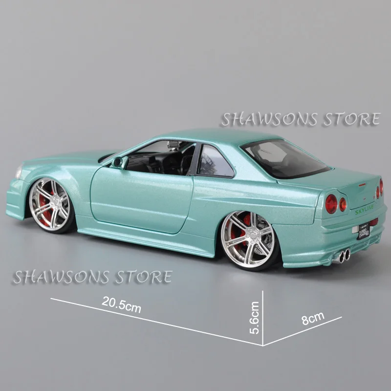 Jada 1:24 Scale Diecast Metal Model Car Toy Nissan GT-R BNR34 R34 Miniature Replica