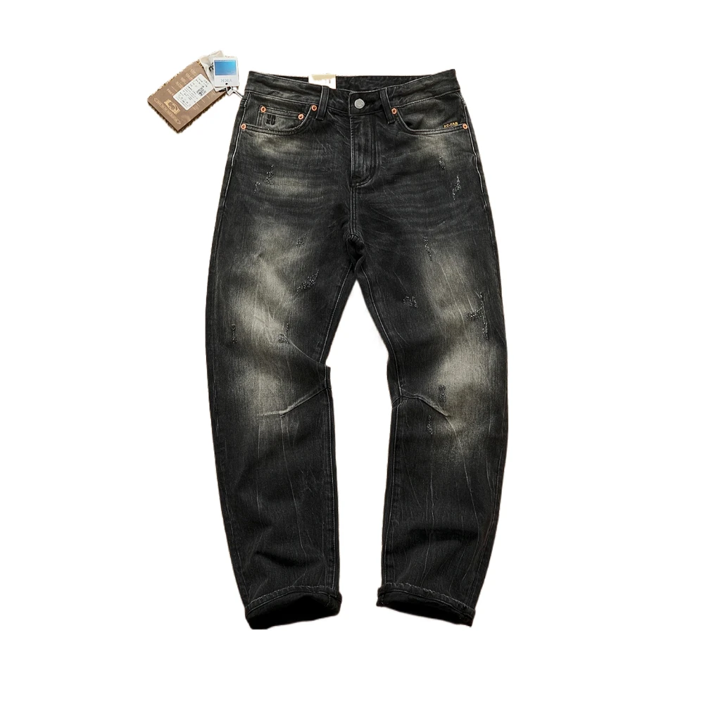 กางเกงยีนส์เดนิมทรงตรงสไตล์อเมริกันเรโทรใหม่ประจำฤดูใบไม้ร่วง-ฤดูหนาวปี 2025 ผ้าคอตตอน 100% ซักฟอกแบบวินเทจ แฟชั่นผู้ชาย สไตล์ลำลอง