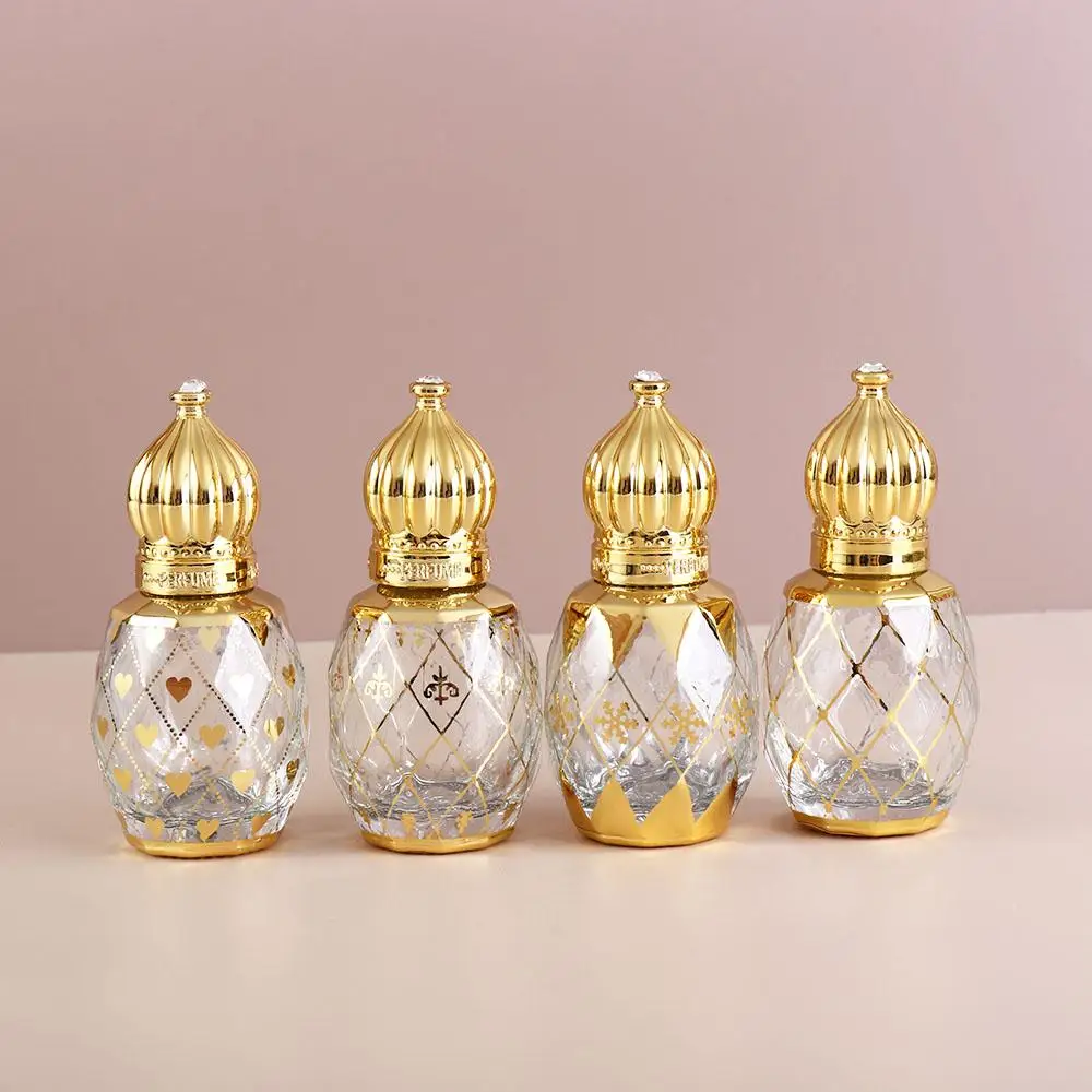 10ml Glass Roll on Bottle Mini Essential Oil Container Portable Blending Perfume Bottle Gold Empty Roll-On Bottles