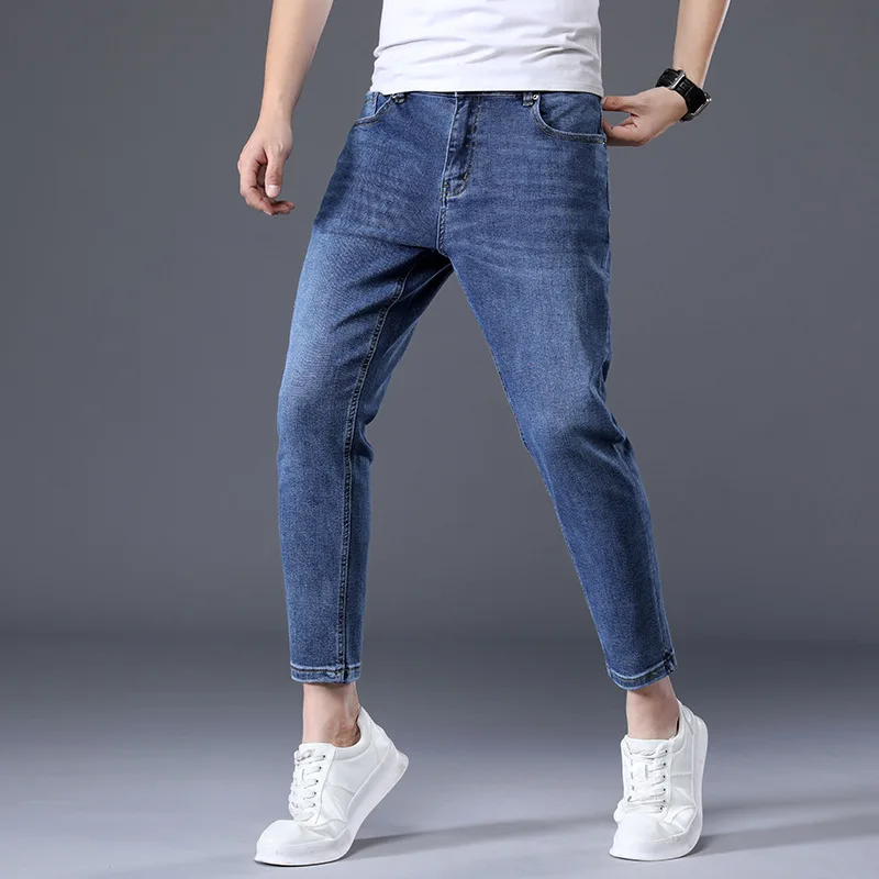 Thin Ankle Length Summer Jeans Men Clothing Korea Style Stretch Denim Pant For Male Denim Jeans Pants