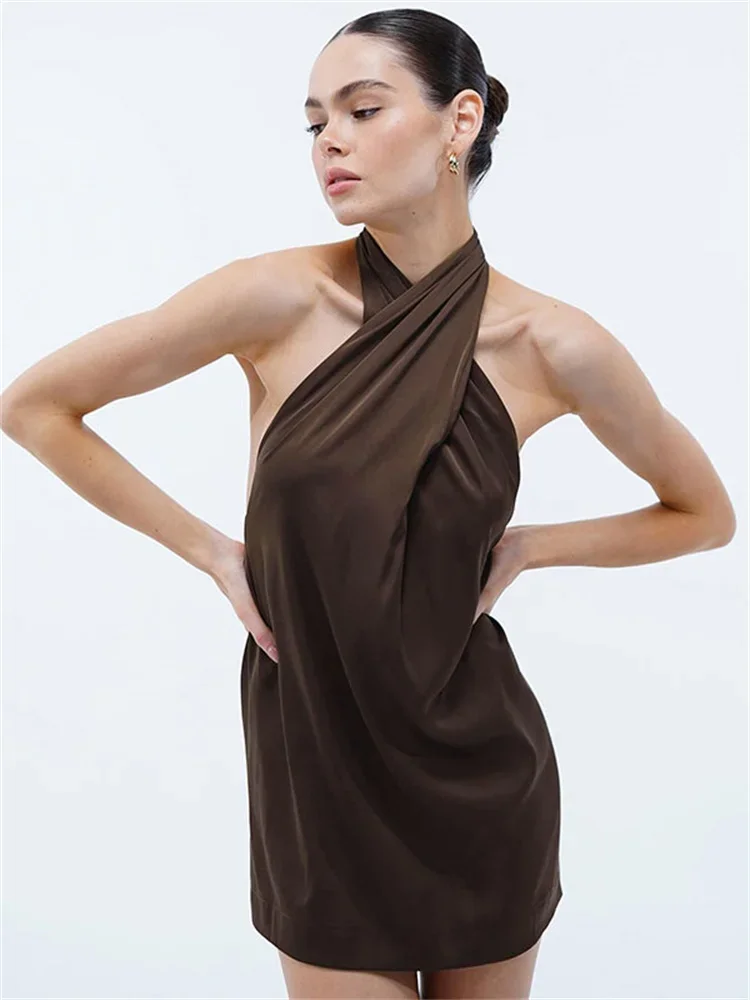 Minivestido Bandage de verano para mujer, minivestido Sexy con Espalda descubierta, cintura alta, parches lisos, vestido de fiesta ajustado elegante, vestido ceñido para mujer