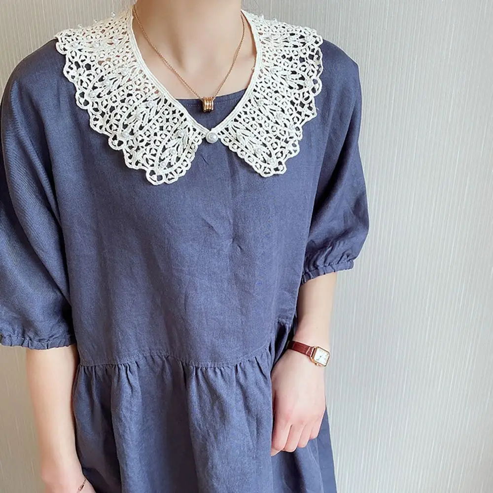 Tecido de renda destacável Mini Cape, Ruff Lapel Half Shirt, Blusa Roupas Ajustar, Decote Falso Collar