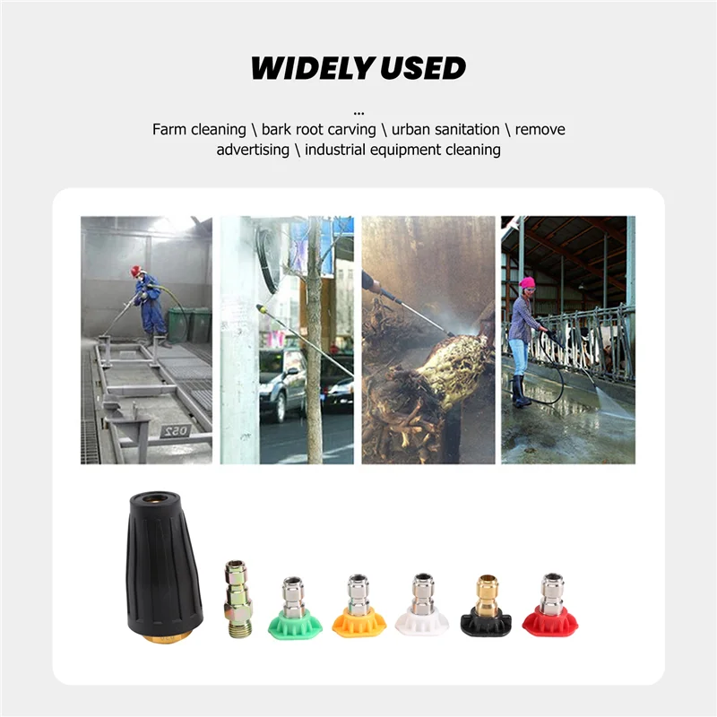 

Трендовое турбонасадка для мойки высокого давления, вращающееся сопло и 5 насадок, быстрое подключение 1/4 дюйма, 3600 фунтов на квадратный дюйм