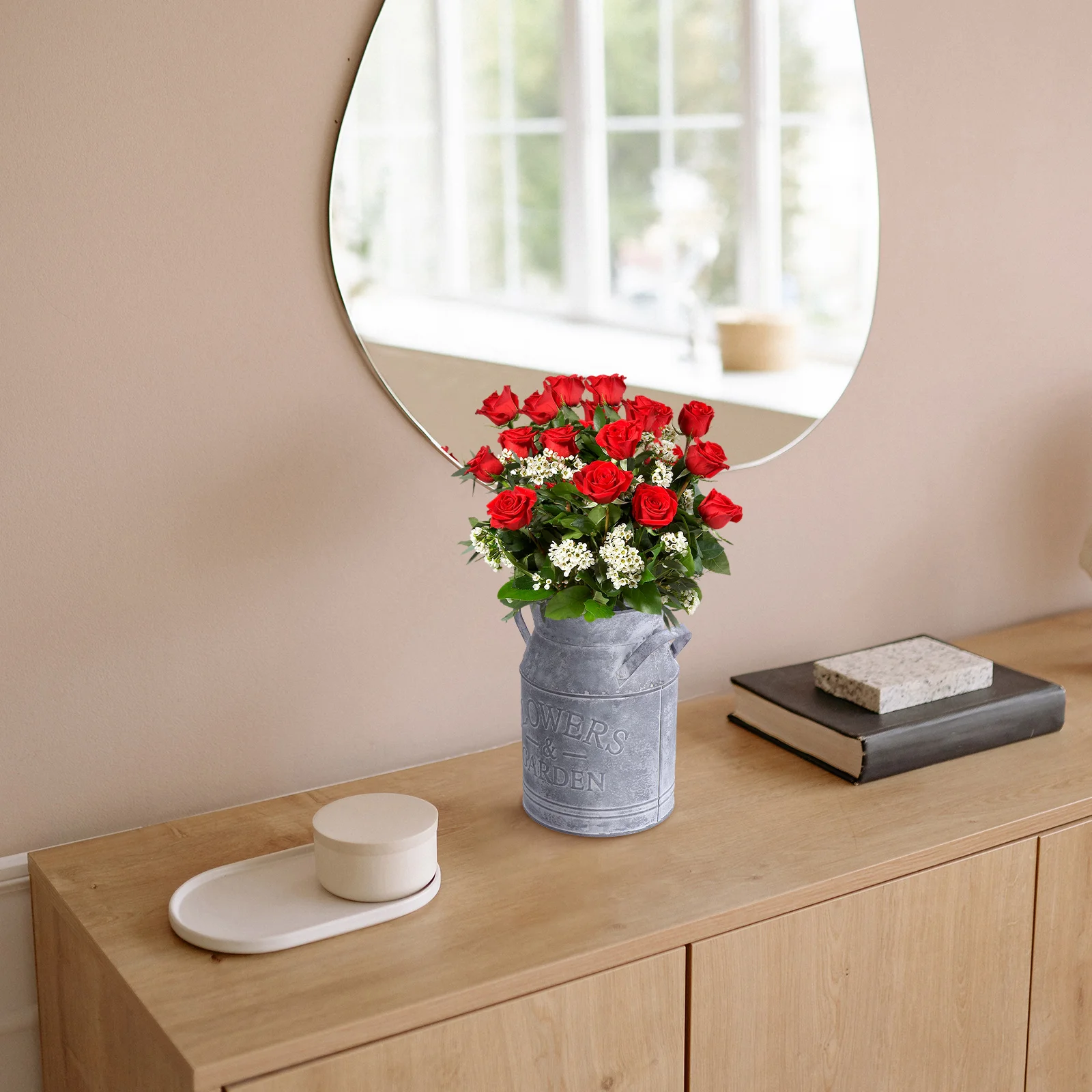 

Rustic Floral Vase Bucket For Wedding Home Office Decorative Flower Arrangement Planter Pot Vintage Style Centerpiece