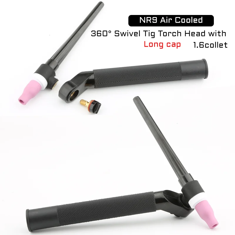 Cabezal de antorcha Tig giratoria de 360 ° NR9, pistola de soldadura de argón refrigerada por aire (comparte los mismos accesorios Con WP 9)