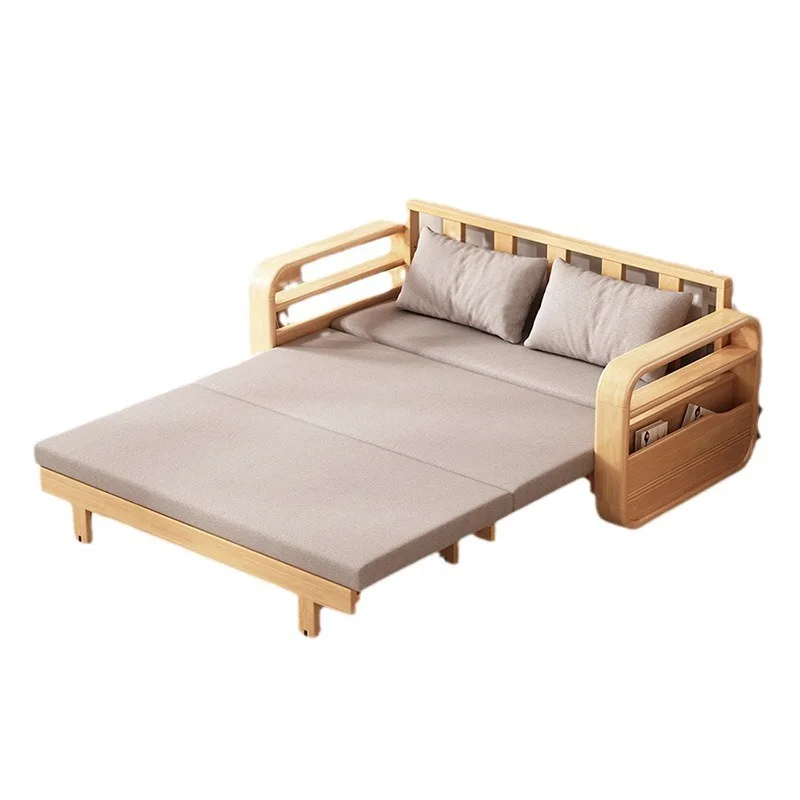 

Nordic, simple, solid wood, multi-functional, living room, small apartment, three people, straight row, sofa bed