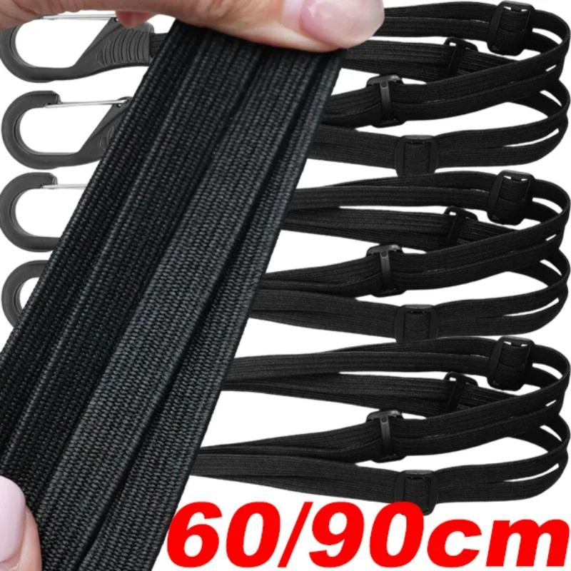 

60/90CM Elastic Luggage Straps with Safety Hooks Motorcycle Luggage Helmet Retractable Strap Multifunctional Straps
