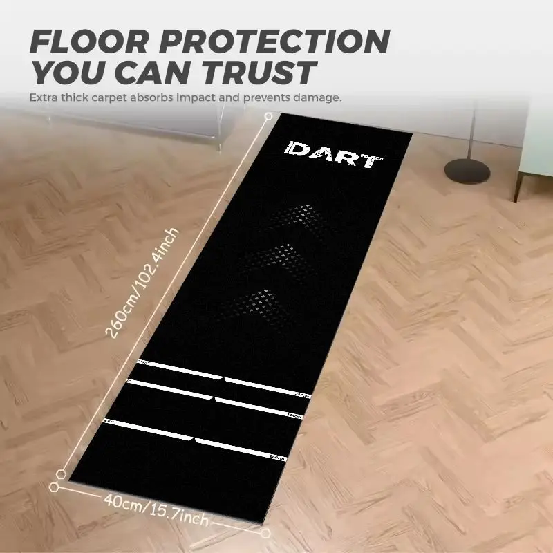 VIKAMA Simple DART Letter Print Dart Mat With Measuring Lines Non Slip Dartboard Protector Long Strip Carpet Professional