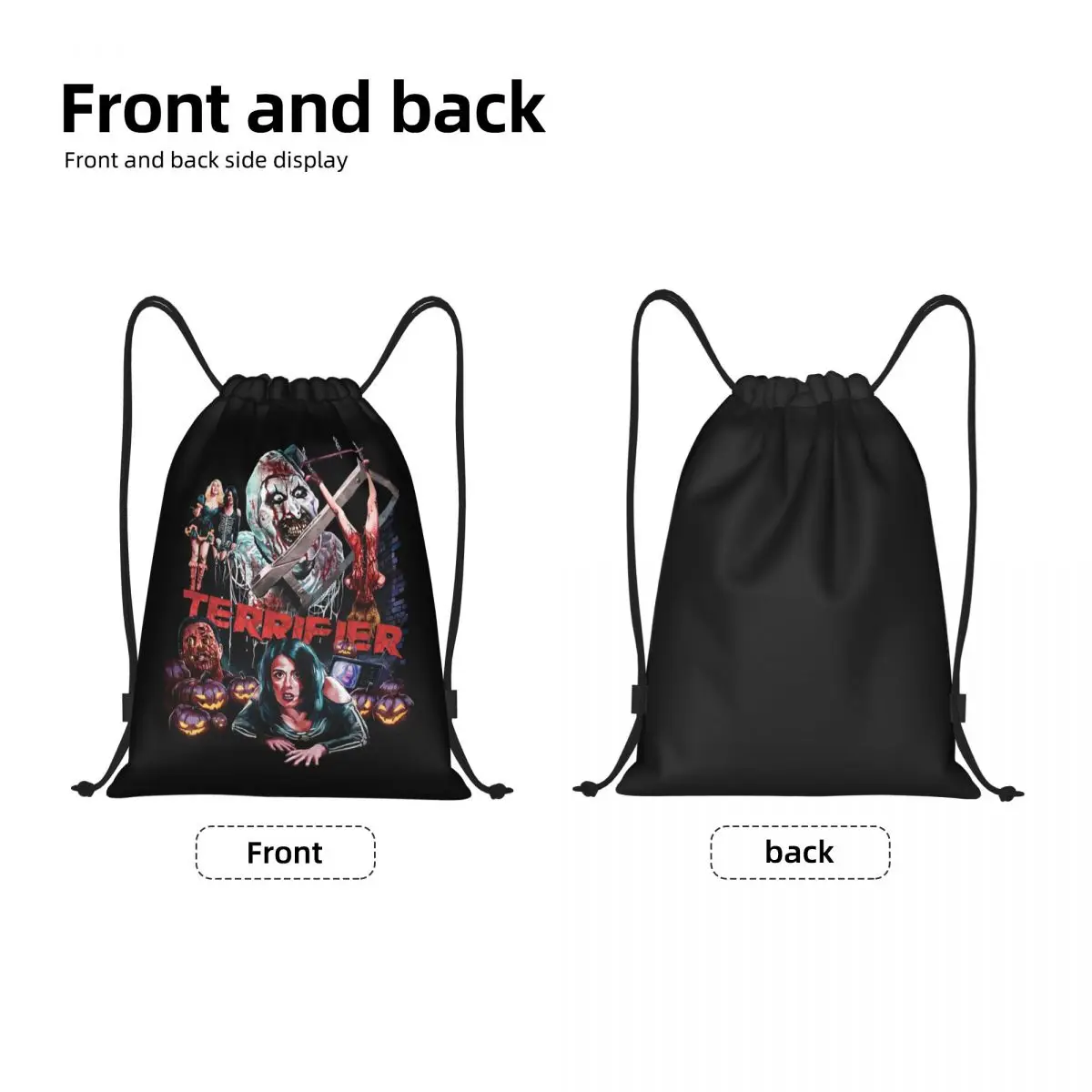 Terrifiers Halloween Horror Movie Drawstring Backpack Sports Gym Bag for Women Men Training Sackpack