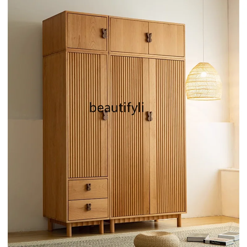 

Protection All Solid Wood Wardrobe Nordic Combination Adjustable Multi-Functional Cherrywood Combination Wardrobe with Drawer