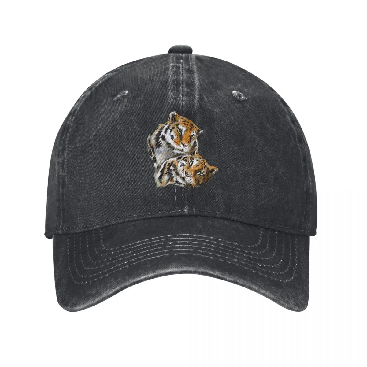 Chinese Zodiac Tiger Unisex Style Baseball Caps Distressed Denim Washed Caps Hat Outdoor Running Golf Adjustable Fit Headwear