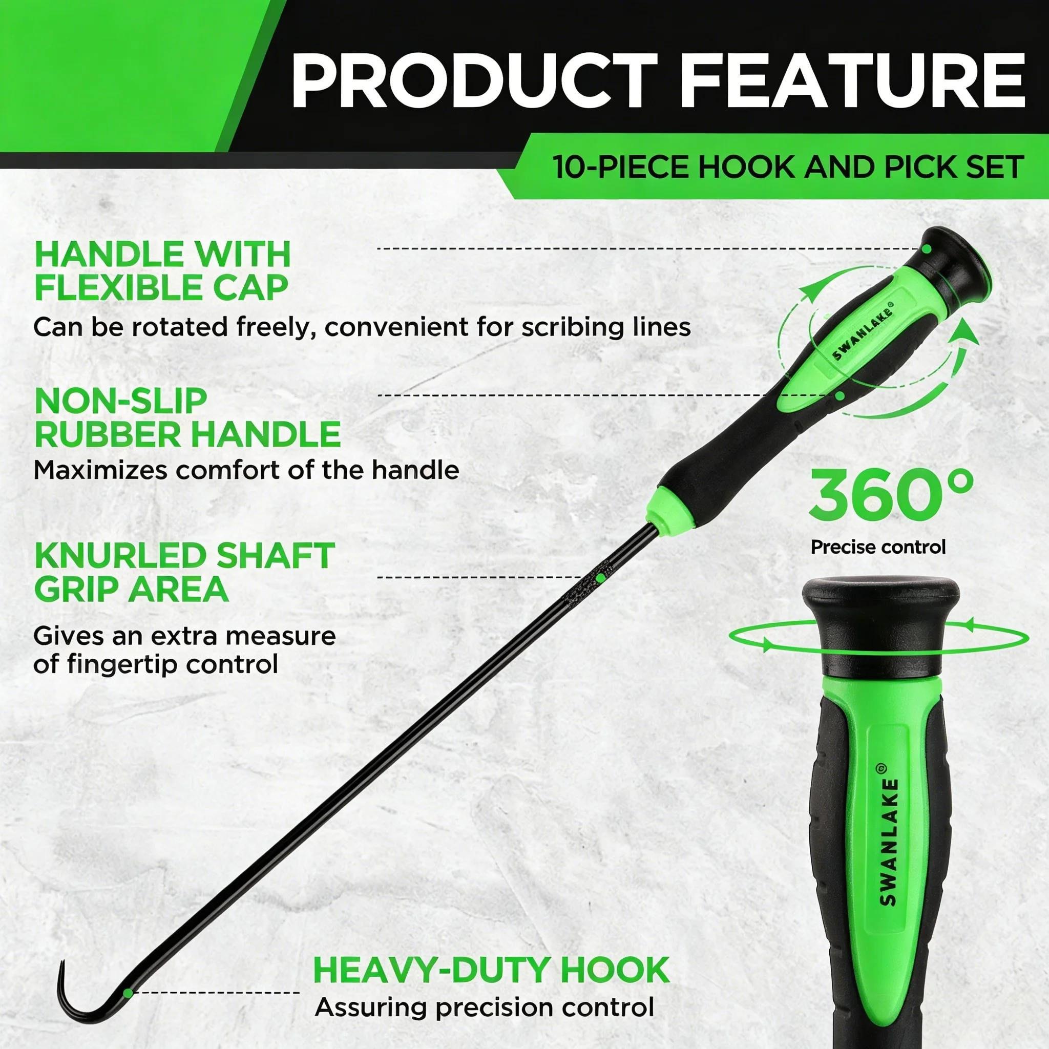 SWANLAKE Hook and Pick Tool, Pick Tool Set for Car Auto Oil Seal/O-Ring Seal Gasket Pick Hooks Puller Remover - view 5