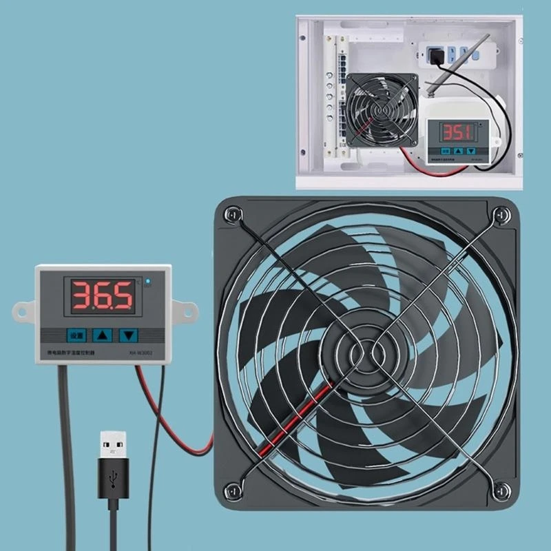 مروحة خزانة USB 80mm مع التحكم في ترموستات قابل للتعديل لـ Avcabinets