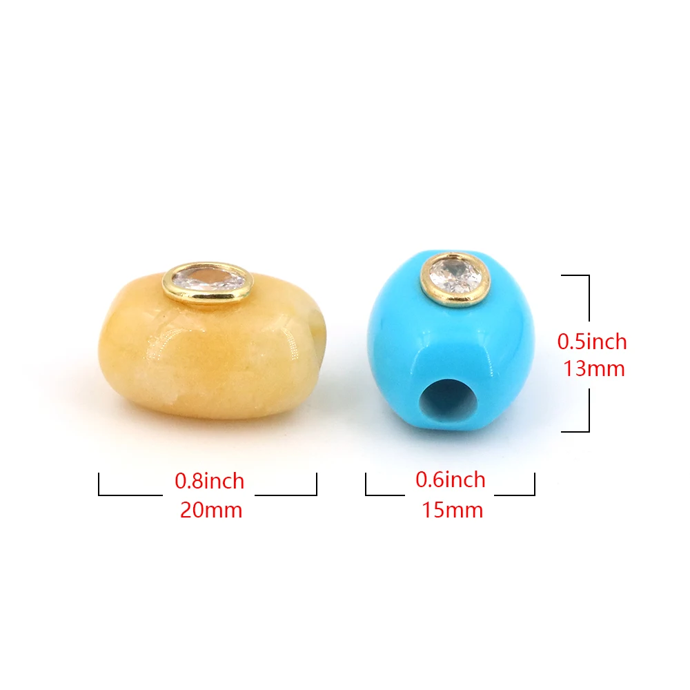 Natural Stone Big Hole Flat Bucket Bead with Zircon Healing Crystal For Jewelry Making Diy Bracelet Handmade Jewelry Accessory view 2