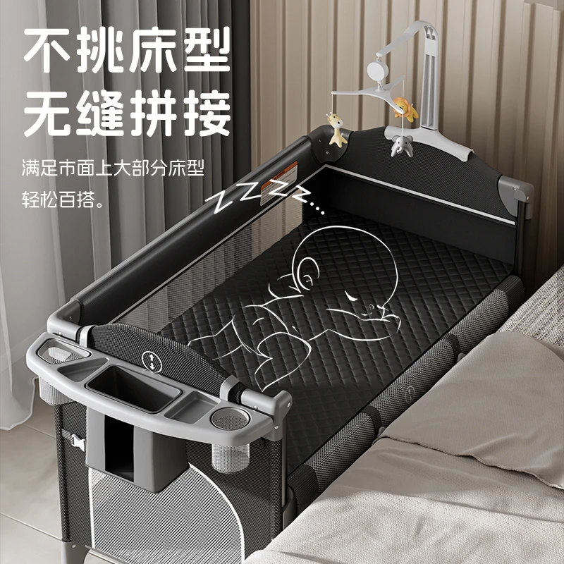 Crib Foldable splicing Queen bed Mobile crib Portable newborn baby diaper table