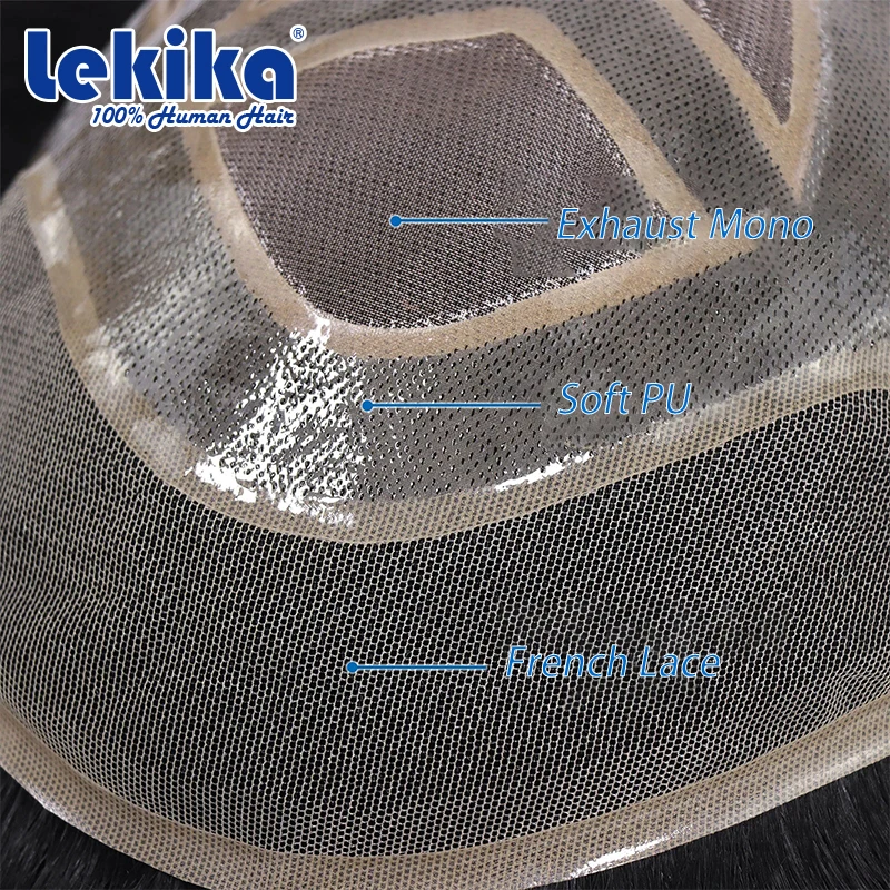 السويسري الدانتيل وتنفس شعر مستعار للرجال VERSALITE الدانتيل الجبهة باروكة من شعر طبيعي نسج على شكل شعر إنسان Exhuast نسج على شكل شعر إنسان 6 ''وحدة #2