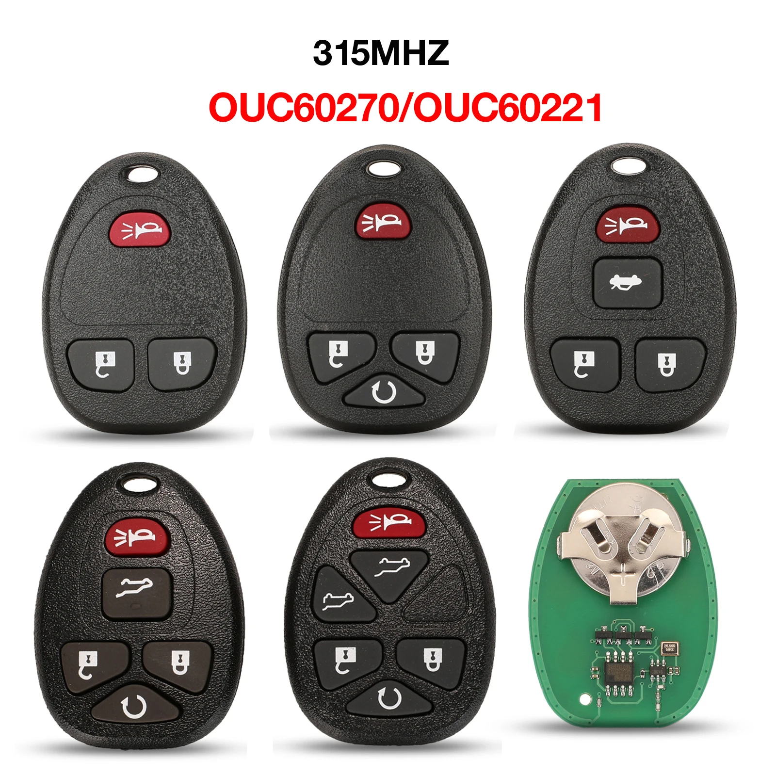 jingyuqin 10PCS 315MHZ OUC60270 OUC60221 Remote Control Keyless Entry Car Key Fob For Buick Chevrolet Cadillac GMC Saturn