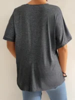 Plus Size Women's V-Neck Short Sleeve Casual T-Shirt with Front Pockets Comfortable and Stylish Top 2