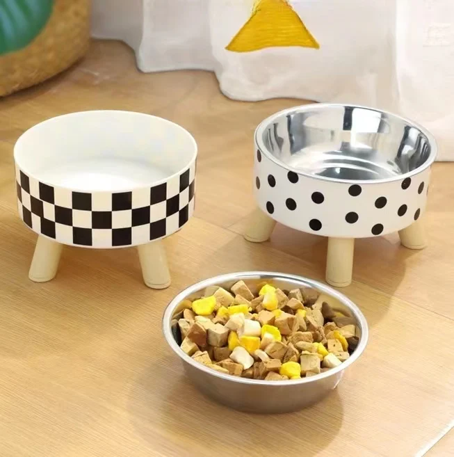 

4-corner Anti-neck Spine Stainless Steel Cat Bowls With Raised Stand Cat Small Dog Food and Water Bowls Nonslip Pet Feeder Bowl