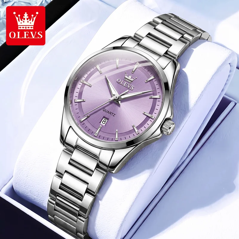 OLEVS 7090 Women Brand Imported Quartz Movement Watch 30m Waterproof Steel Strap HD Luminous Function Calendar Window Watch
