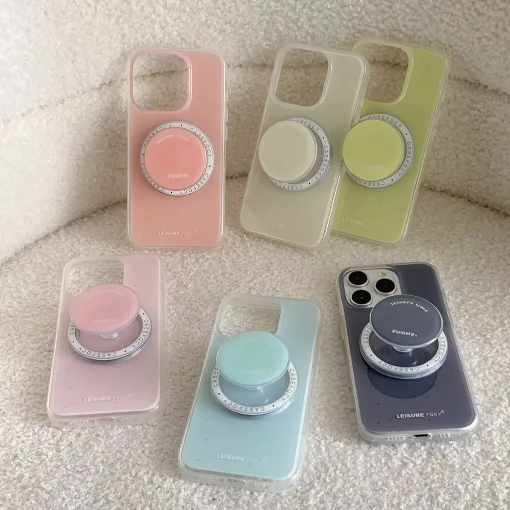 Ins Style Simplicity Solid Color Letters Magnetic With Holder Cover Case For iPhone 15 14 13 Pro Max Shockproof Protective Case