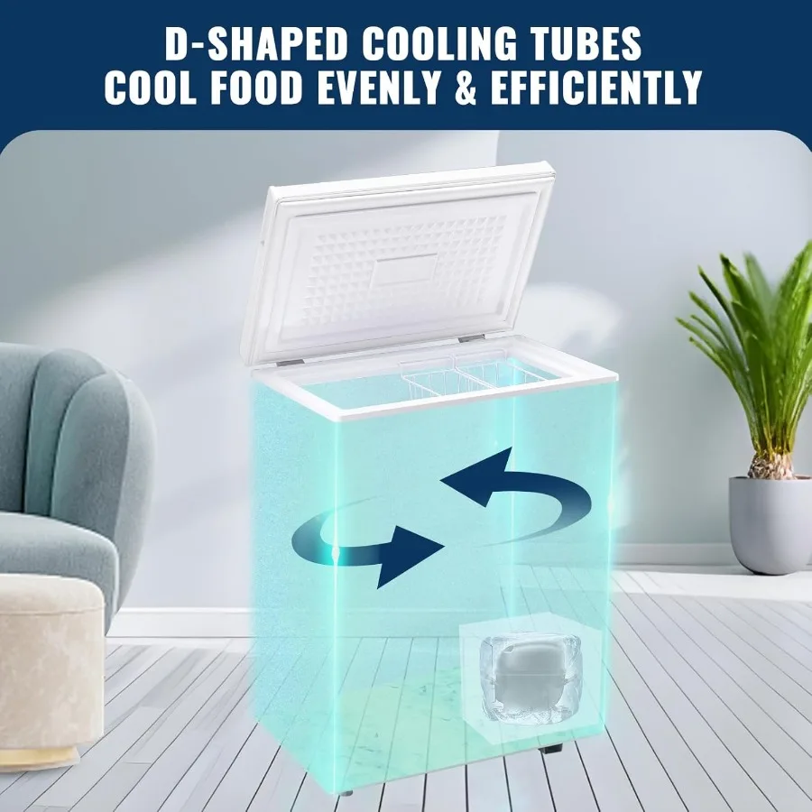 فريزر صدر مدمج مع سلتين قابلتين للإزالة، ترموستات إلكتروني بسعة 3.5 قدم مكعب تتراوح من 50 إلى -12 غطاء مفتوح #4