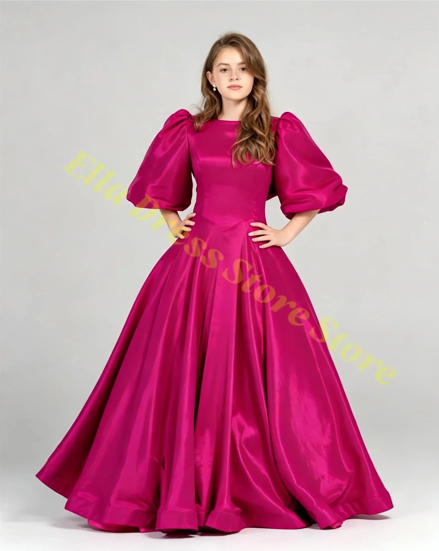 Großhandel: Wunderschönes rotes Blumenmädchenkleid aus Satin, flauschig, mit exquisiter großer Schleife, für Hochzeit, Geburtstag, Party, Abendball, maßgeschneidert. – Detail 2