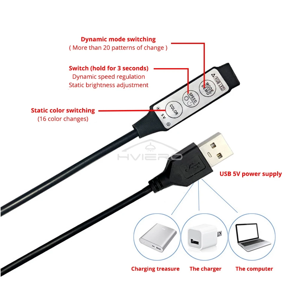 Pengendali RGB DC 5V saklar redup Led, 3Key 4Pin konektor Wanita lampu LED Strip warna 19 Mode dinamis dekorasi pencahayaan rumah
