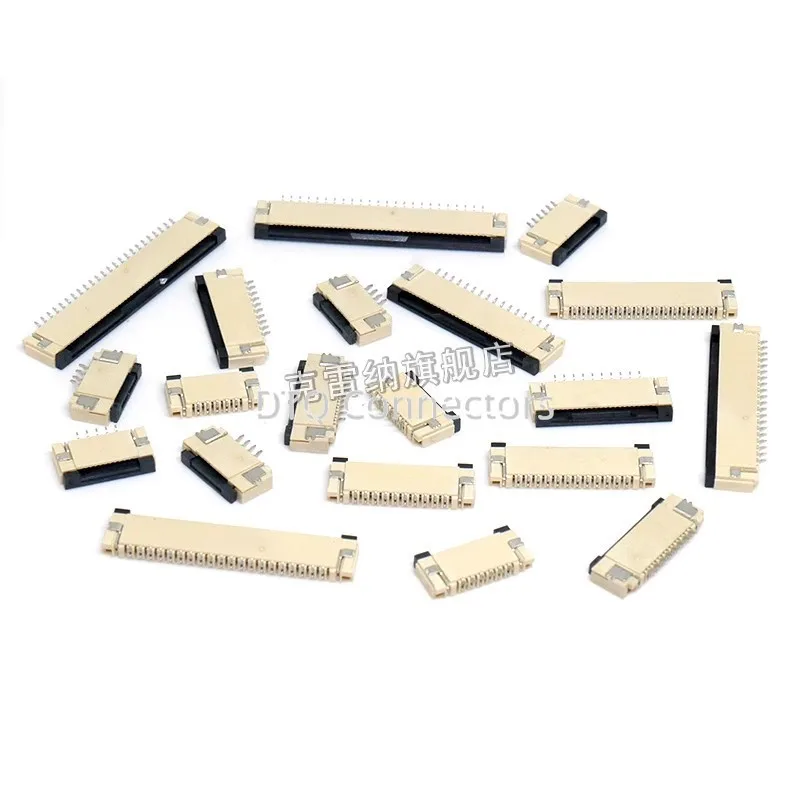 10PCS FPC FFC Flat Cable Connector 0.5mm/1.0mm Pitch Under Clamshell Socket 4P-34P for Electronic Components