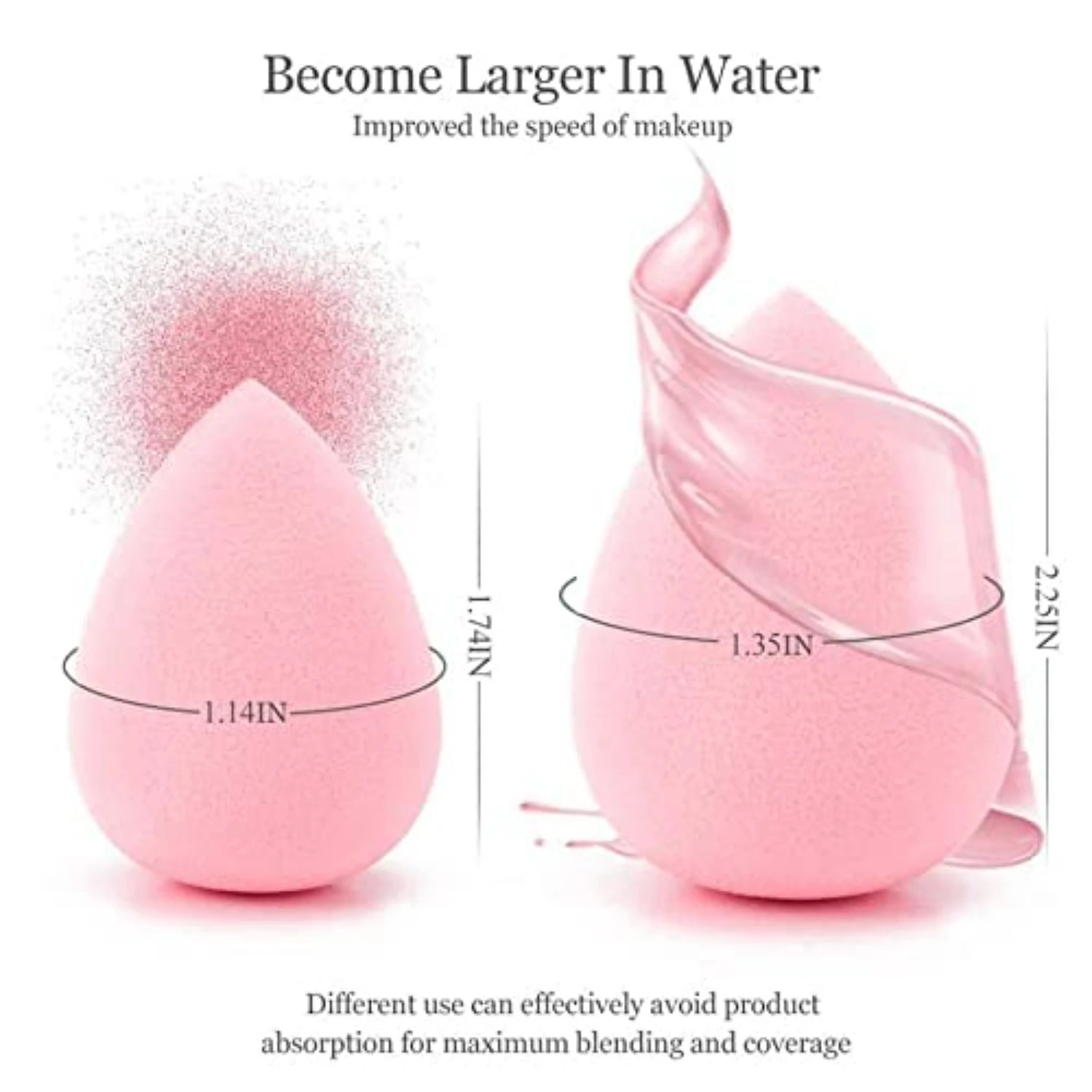 Set van 5 veelzijdige beauty blender make-upsponzen voor droog en nat gebruik - onberispelijke toepassing voor vloeistof, poeder en crèmecosmet