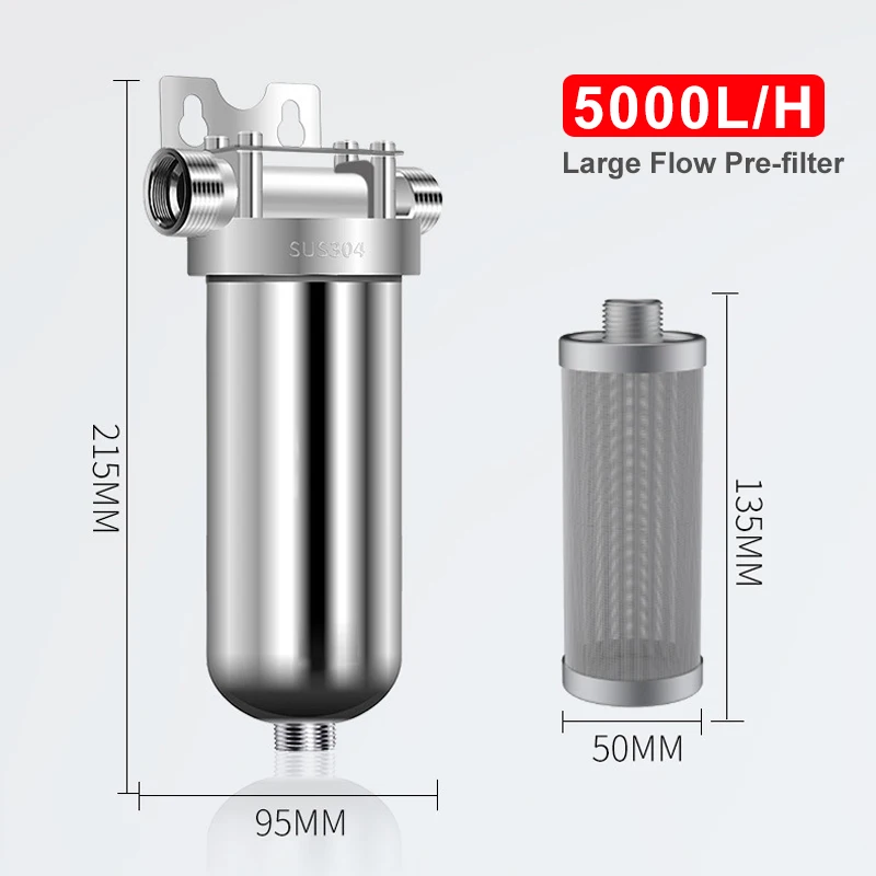 

5000 л/ч бытовой предварительный фильтр, колодец воды, очиститель воды для всего дома, нержавеющая сталь 304, фильтр для воды с высоким расходом и обратной промывкой