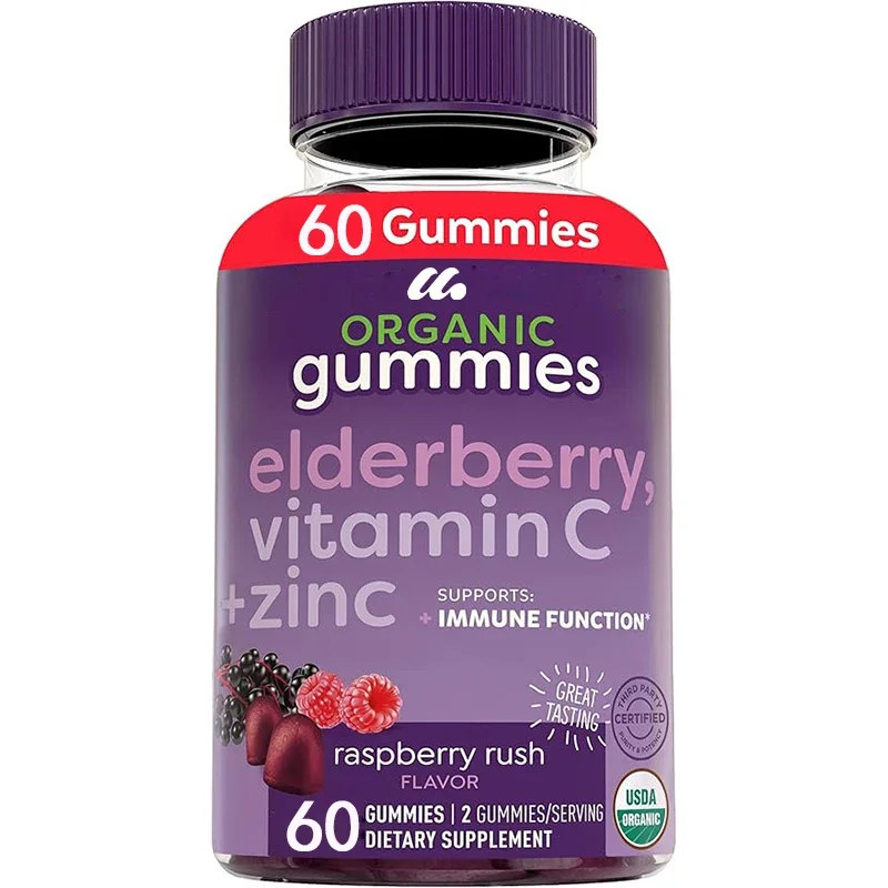 

Organic elderberry gummies containing zinc and vitamin C-3-in-1, adult immune support, immune gummies