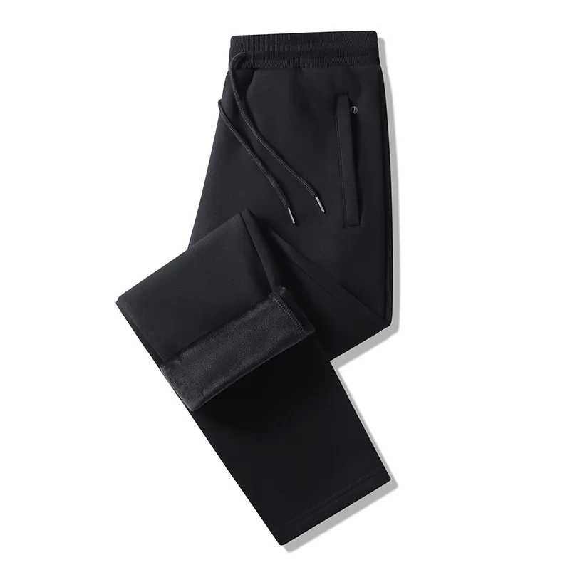 M-8XL Large Size Men's Casual Pants Autumn Winter Plus Velvet Thickened Loose Joggers Plus Size Solid Color Warm Sweatpants