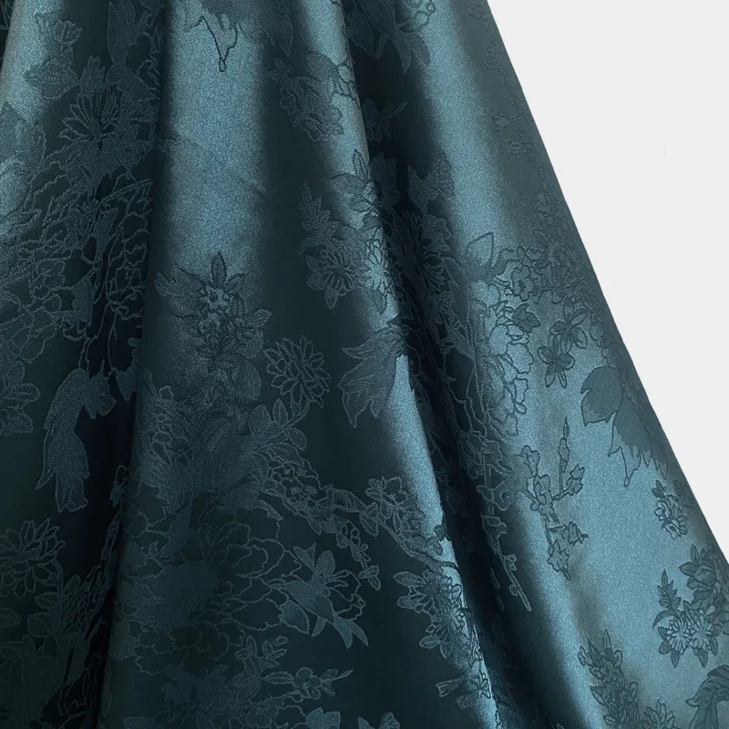 Jacquard Satin, Flower Brocade, Soft Silk Texture Fabric For Dress or Upholstery